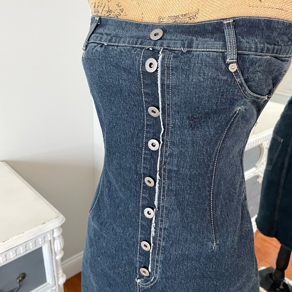 AUTHENTIC RARE Alexander McQueen Denim Corset Strapless Runway Dress - Picture 4 of 14